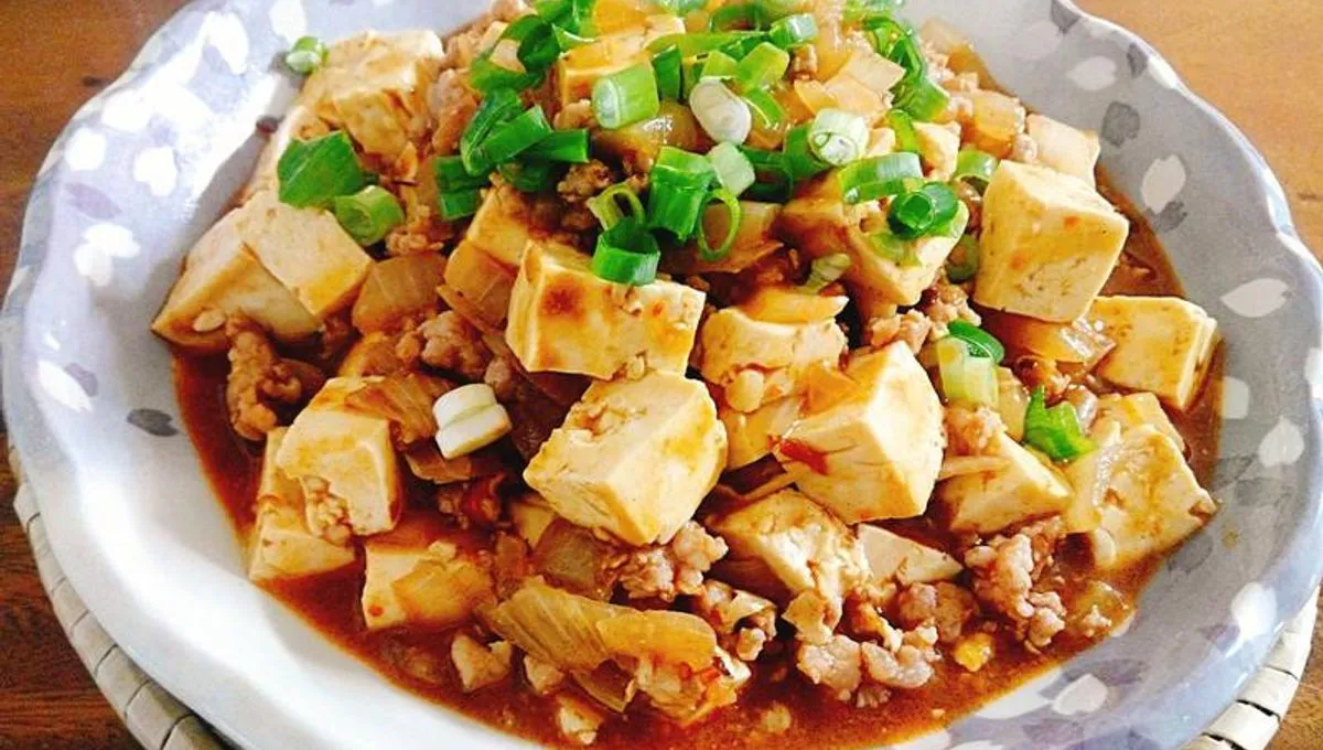Spicy mapo tofu with minced pork at Hibachi Japanese Steakhouse in Huntington