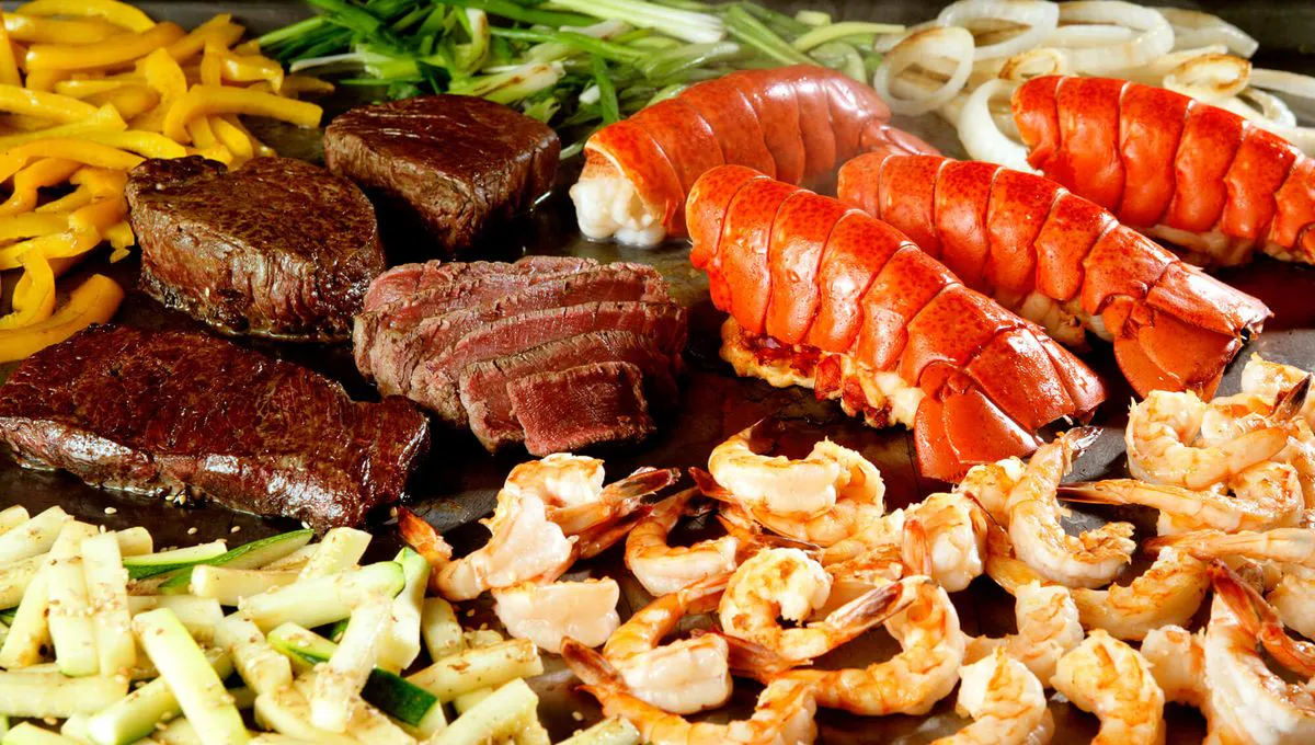 Seafood and steak platter with lobster and shrimp at Hibachi Japanese Steakhouse in Huntington