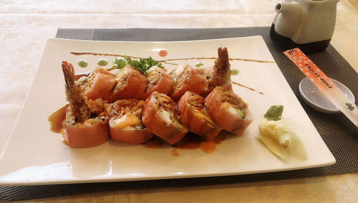 Sakura-style sushi roll platter at Hibachi Japanese Steakhouse in Huntington